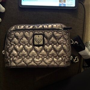 Brighton Koko pewter metallic crossbody organizer